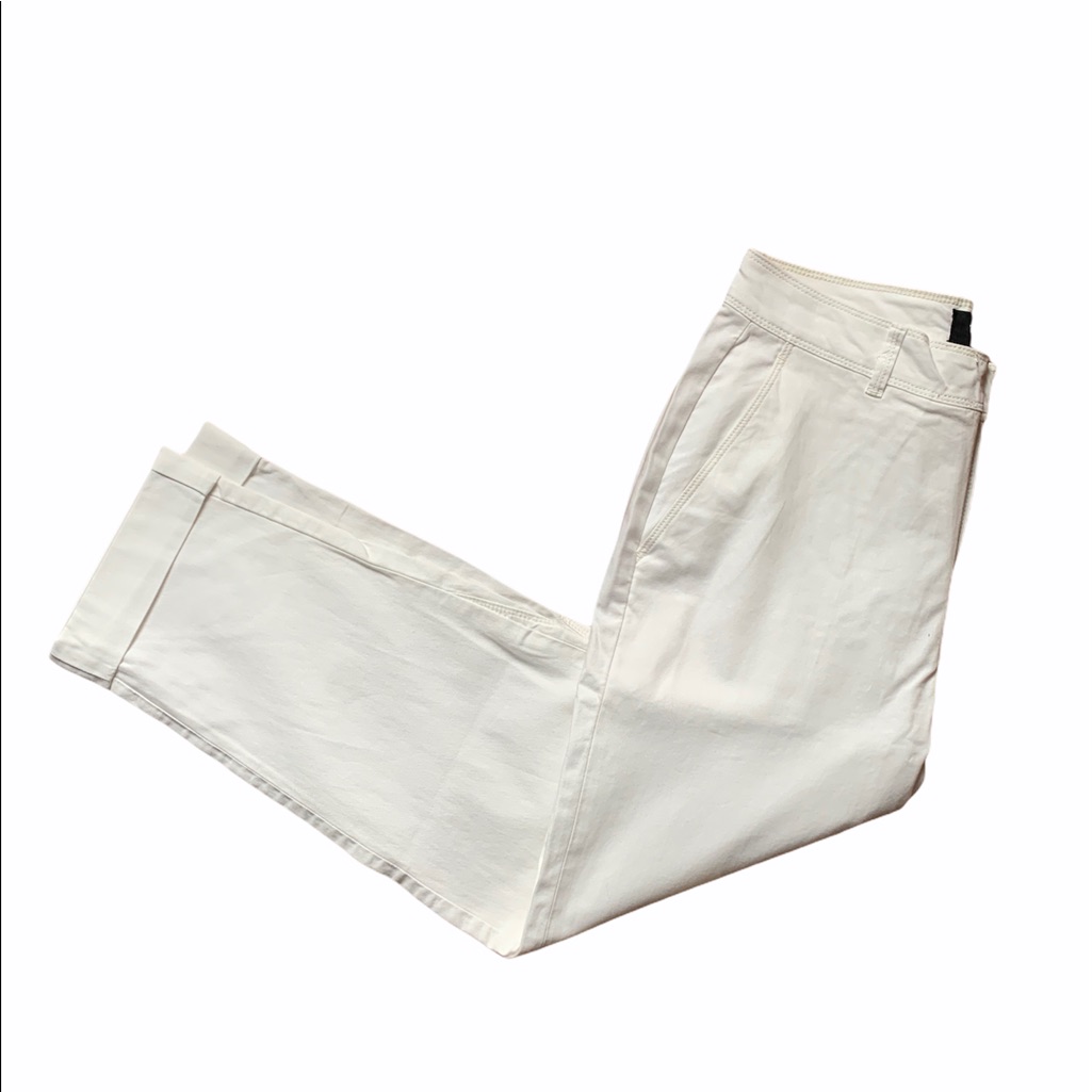 The Script Matilde White Cropped Rolled Hem Pants Nwt Size 4 Ankle Length